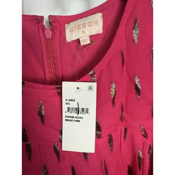 CIEBON Eryn Metallic Fleck Maxi Dress In Bright Pink Sz XL New - Picture 4 of 8